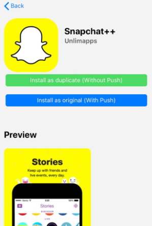 SnapChat++ App Installed on iOS
