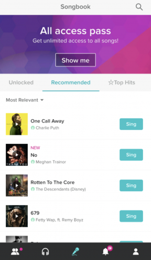 Smule Singing Pro App on iPhone