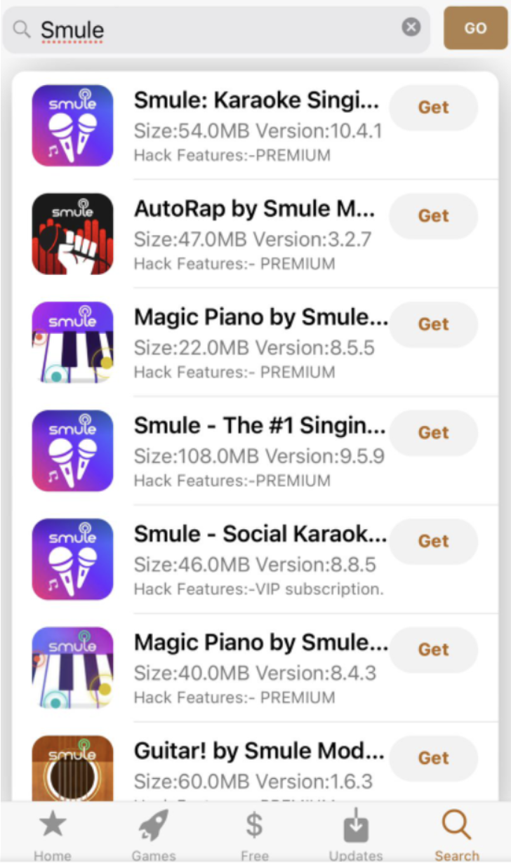 Search Smule VIP Pro App on iOS