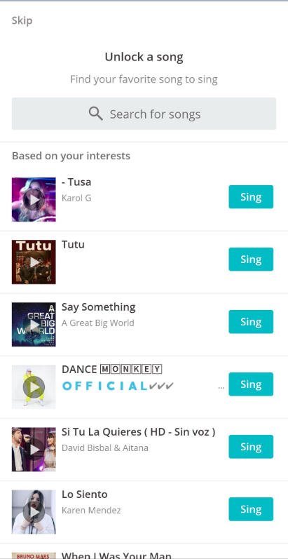 Recommendations based on your interests on Smule VIP - iPhone